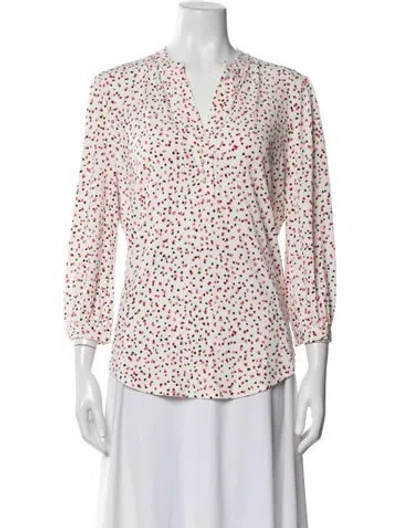 Pre-owned Karl Lagerfeld Printed V-neck Blouse In White