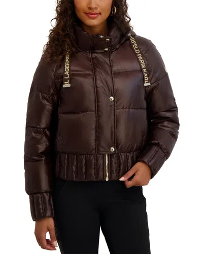 Karl Lagerfeld Puffer Jacket In Brown