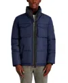 Karl Lagerfeld Men's Stand Collar Regular Fit Puffer Jacket In Blue