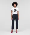Karl Lagerfeld Punched Kl Monogram Girlfriend Jeans In Blue