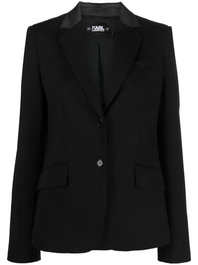 Karl Lagerfeld Einreihiger Blazer In Black