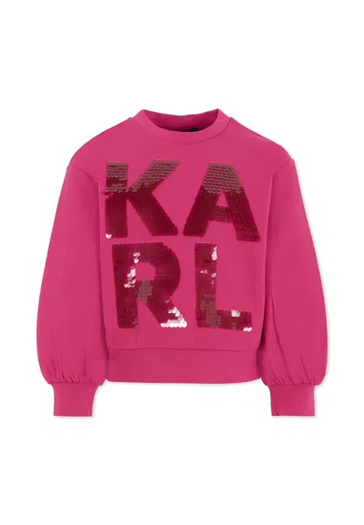 Karl Lagerfeld Kids' Purple Sweatshirt For Girl With Logo