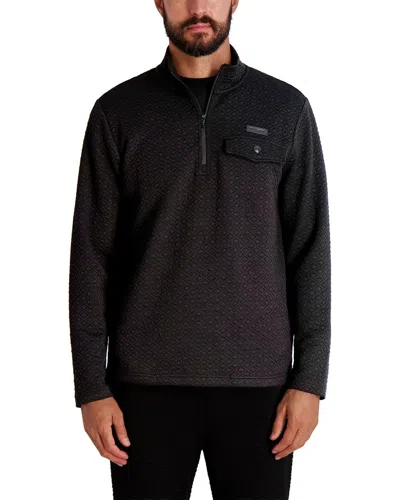 Karl Lagerfeld Paris Quilted Quarter Zip Pullover In Black