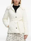 Karl Lagerfeld Quilted Belted Jacket In White