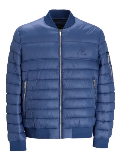 Karl Lagerfeld Quilted Bomber Jacket In Blue