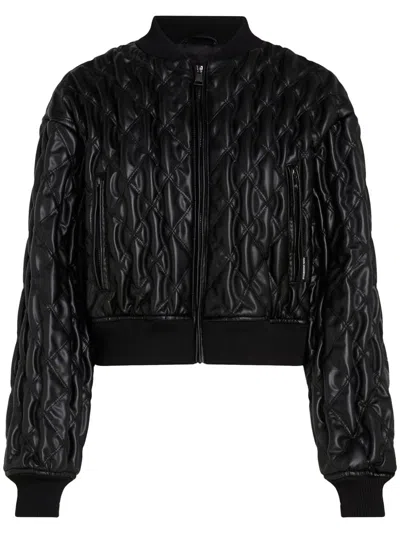 Karl Lagerfeld Quilted Bomber Jacket In Schwarz