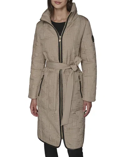 Karl Lagerfeld Quilted Coat In Neutral