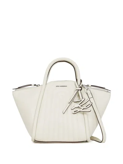 Karl Lagerfeld Quilted Handbag In White