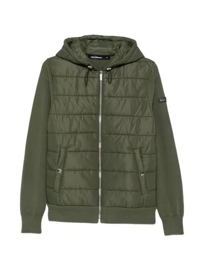 Karl Lagerfeld Quilted Hooded Jacket In Green