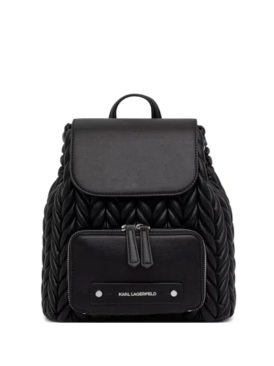 Karl Lagerfeld Quilted Leather Backpack In Black