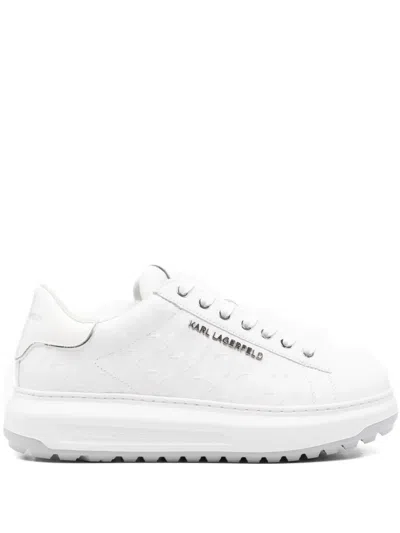 Karl Lagerfeld Quilted Leather Sneakers In White