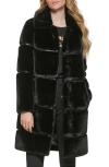 Karl Lagerfeld Quilted Longline Faux Fur Coat In Black