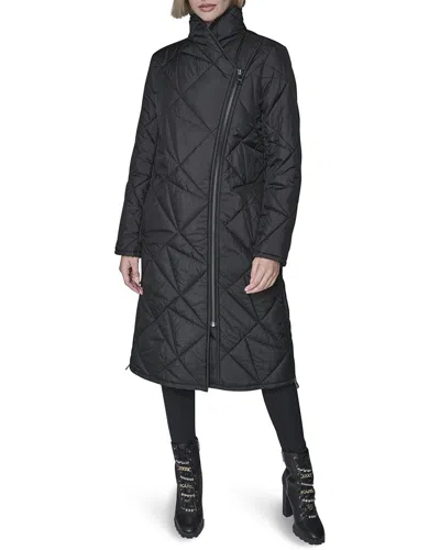 Karl Lagerfeld Quilted Puffer Coat In Black