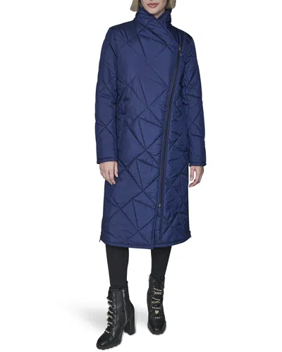Karl Lagerfeld Quilted Puffer Coat In Blue