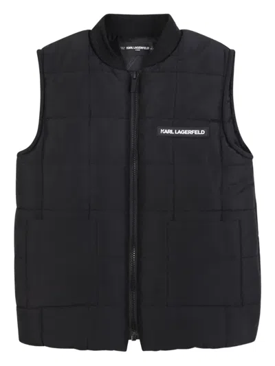 Karl Lagerfeld Quilted Sleeveless Gilet In Black