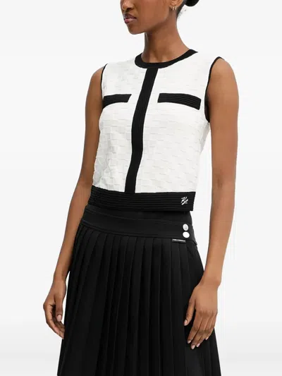 Karl Lagerfeld Quilted Sleeveless Top In White