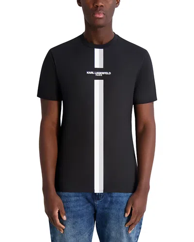Karl Lagerfeld Racing Stripe Logo Graphic Tee In Black
