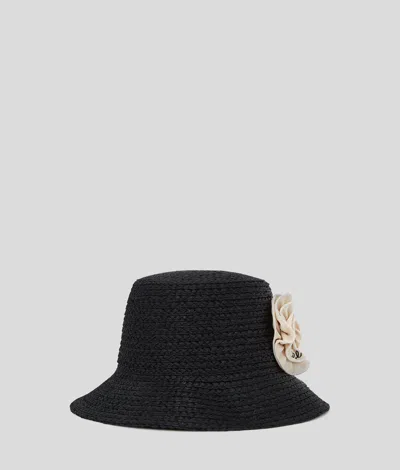 Karl Lagerfeld Raffia Flower Bucket Hat