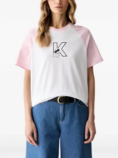 Karl Lagerfeld Raglan-sleeve Logo-print T-shirt In Black