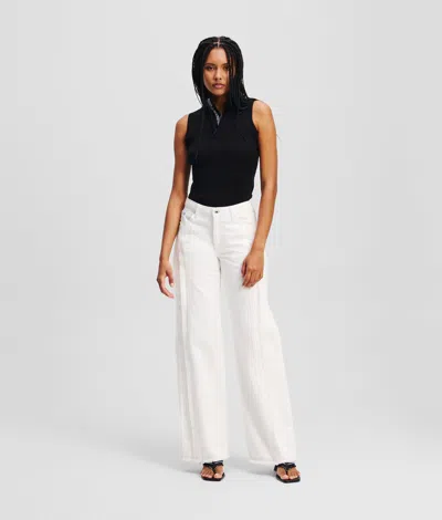 Karl Lagerfeld Raised Seam Relaxed Jeans In White