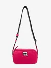 Karl Lagerfeld Recycled Nylon Shoulder Bag With Logo Patch On The Front In Pink