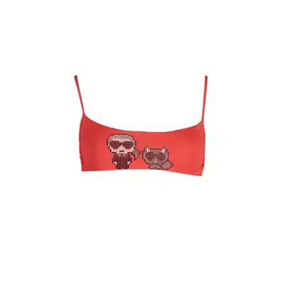 Karl Lagerfeld Red Elastane Swimwear In Multi