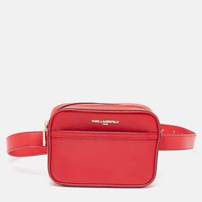 Pre-owned Karl Lagerfeld Red Leather Camera Waist Belt Bag
