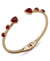 Karl Lagerfeld Red Stone Heart Cuff Bracelet In Gold