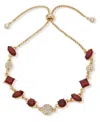 Karl Lagerfeld Red Stone Slider Bracelet In Gold