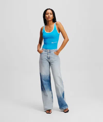 Karl Lagerfeld Relaxed Color-block Jeans In Blue
