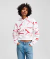 Karl Lagerfeld Relaxed Cropped All-over-print Hoodie In White