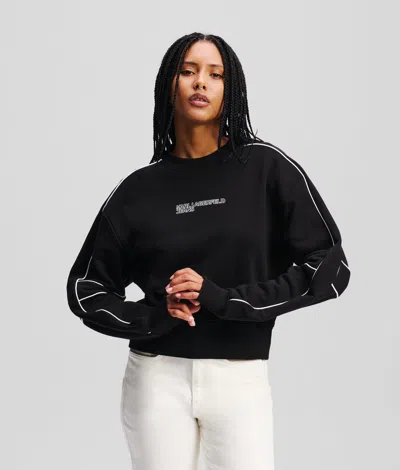 Karl Lagerfeld Relaxed Cropped Sweatshirt In Black