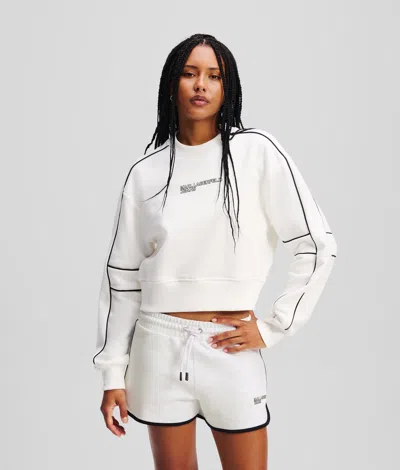 Karl Lagerfeld Relaxed Cropped Sweatshirt In White