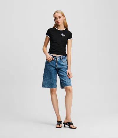 Karl Lagerfeld Relaxed Denim Shorts In Blue