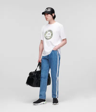 Karl Lagerfeld Relaxed-fit Jeans With Reflective Logo Tape In Neutral