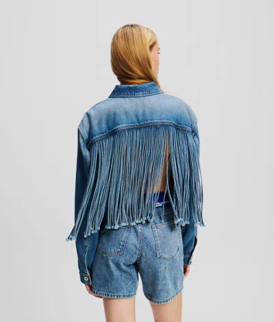 Karl Lagerfeld Relaxed Fringed Denim Jacket