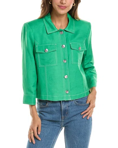 Karl Lagerfeld Relaxed Linen-blend Jacket In Green