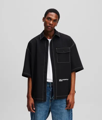Karl Lagerfeld Relaxed Short-sleeved Shirt In Black