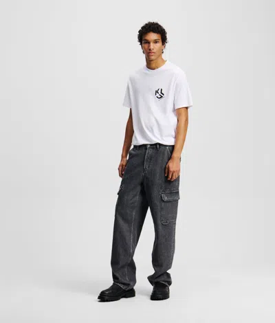 Karl Lagerfeld Relaxed Utility Jeans In Gray