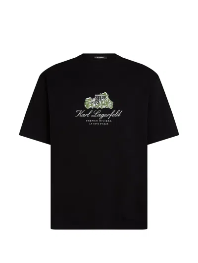 Karl Lagerfeld Relaxed Villa La Vigie T-shirt In Black