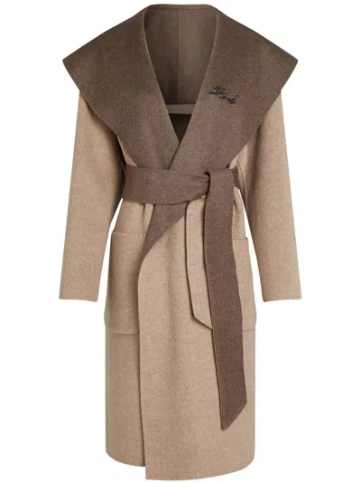 Karl Lagerfeld Reversible Coat In Nude