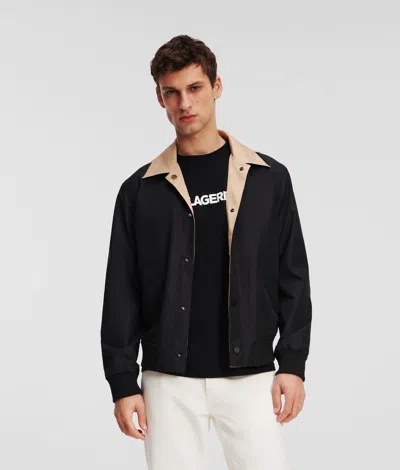 Karl Lagerfeld Reversible Color Block Bomber Jacket In Black