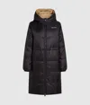 Karl Lagerfeld Reversible Long Puffer Jacket In Black