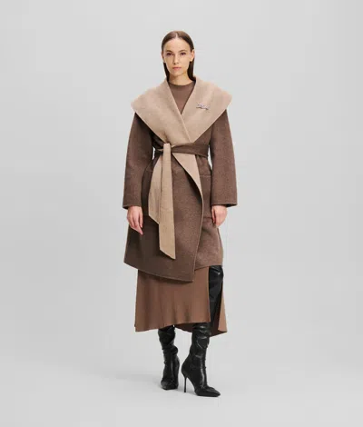 Karl Lagerfeld Reversible Soft Coat In Brown