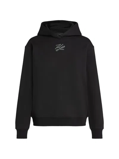 Karl Lagerfeld Rhinestone Autograph Hoodie In Black