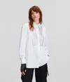 Karl Lagerfeld Rhinestone Bib Shirt In White