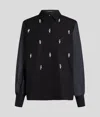 Karl Lagerfeld Rhinestone Blouse In Black