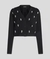 Karl Lagerfeld Rhinestone Cardigan In Black