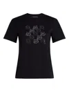 Karl Lagerfeld Rhinestone Cat-face T-shirt In Black