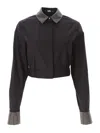 Karl Lagerfeld Rhinestone Cropped Shirt In Black